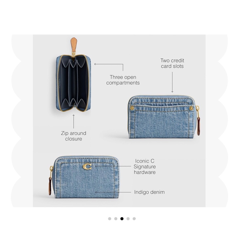 Coach Indigo Denim Wallet with Gold Accents - Picture 2 of 5